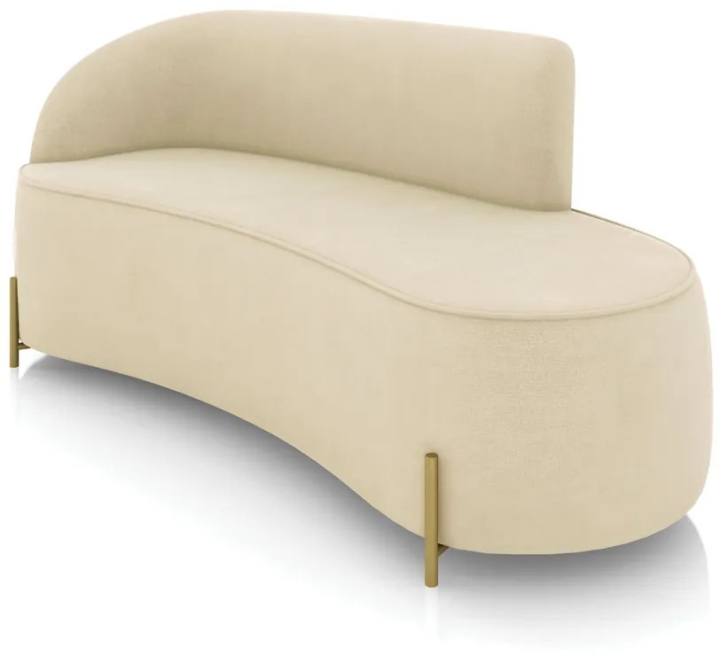 Sofá 3 Lugares Orgânico 180cm Pé Dourado Morgan Suede D03 - D'Rossi - Bege
