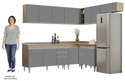Armário de Cozinha Modulado de Canto 7 Peças CP24 com Pia Inox Castanh