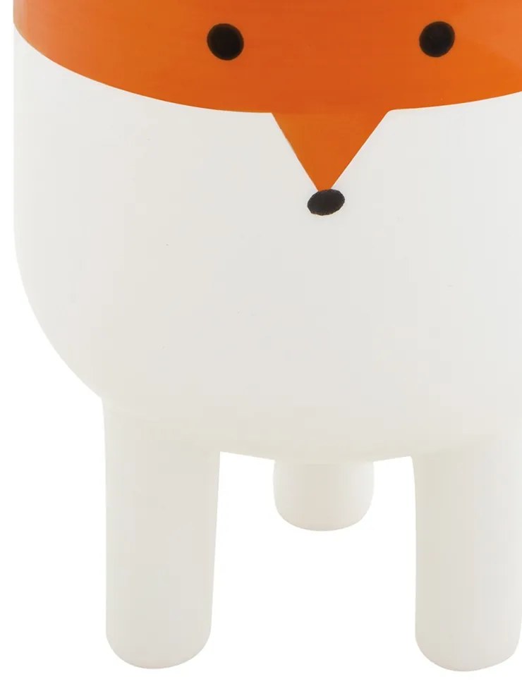 Cachepot "Raposa" Branco E Laranja em Cerâmica 13x8,5 cm - D'Rossi
