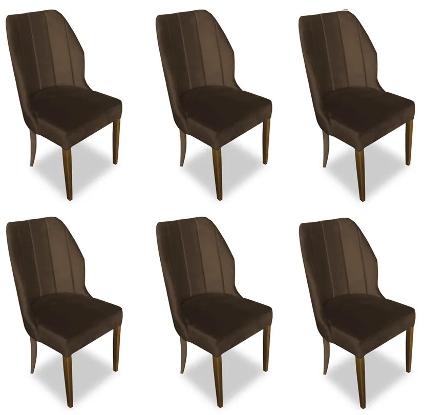 Kit 6 Cadeiras De Jantar Safira Suede Marrom