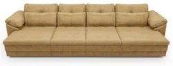 Sofá Retrátil 4 Lugares Para Sala 339cm Dijon Couro Bege S07 - Mpozena