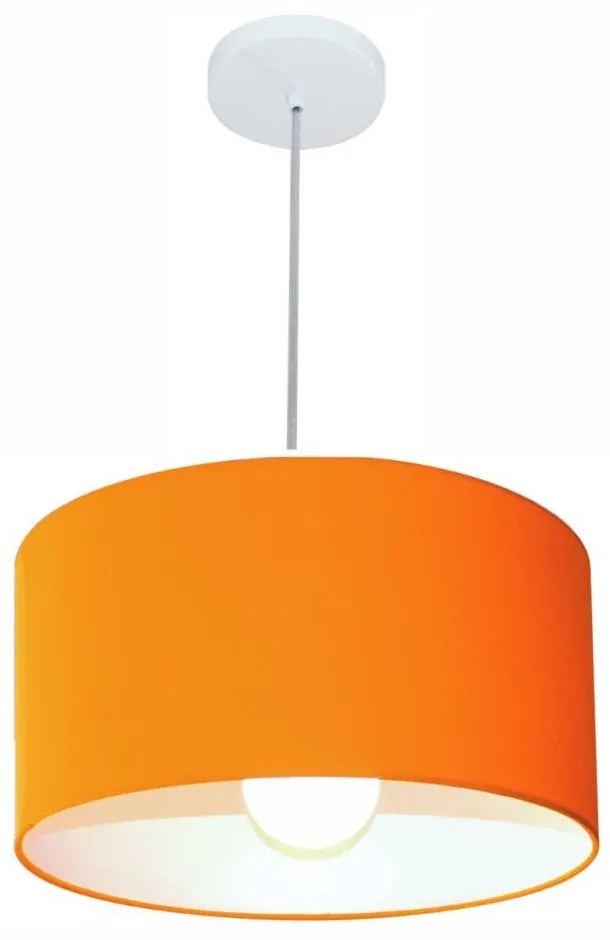 Lustre Pendente Cilíndrico Md-4146 Cúpula em Tecido 40x30cm Laranja - Bivolt