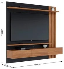 Painel Home Suspenso para TV 70 Pol. 180cm Buriti C05 Noce Milano/Pret