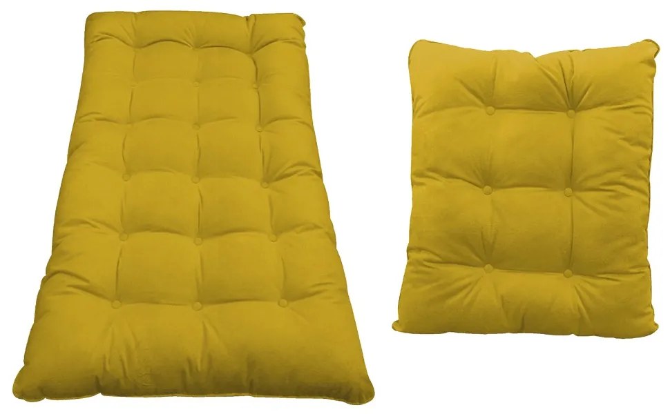 Kit Almofadas para Poltrona e Puff Costela Suede Amarelo - ADJ Decor