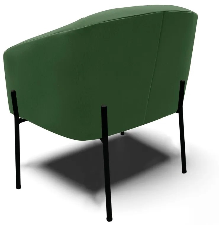 Poltrona Decorativa Pé de Ferro Preto Stella Suede Suede Verde D03 - D'Rossi