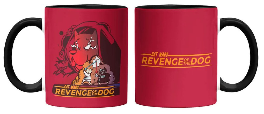 Caneca Cat Wars The Revenge of the Dog Vermelha com Alça Preta