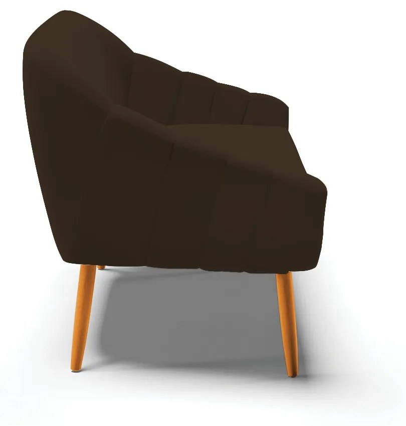 Namoradeira 02 Lugares Giovana Suede Pés Palito Castanho - D'Rossi - Marrom