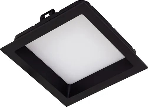 Plafon Led Embutir Quadrado 12W Preto Luz Amarela