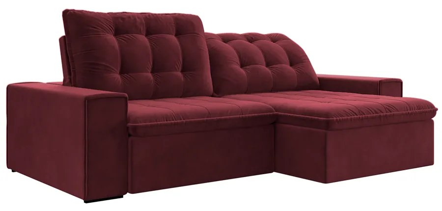 Sofá Retrátil 274 cm Sala de Estar Gabi Suede Bordô G52 - Gran Belo