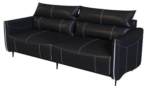 Sofá Austin Reclinável 2 Lugares Couro Preto Pés Em Aço 254cm - 69494 Sun House
