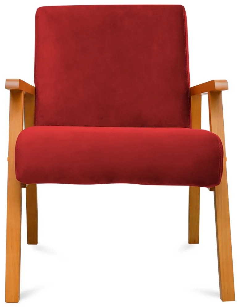 Kit 2 Poltronas Decorativas Alexa Braça de Madeira Suede Vermelho - Sheep Estofados