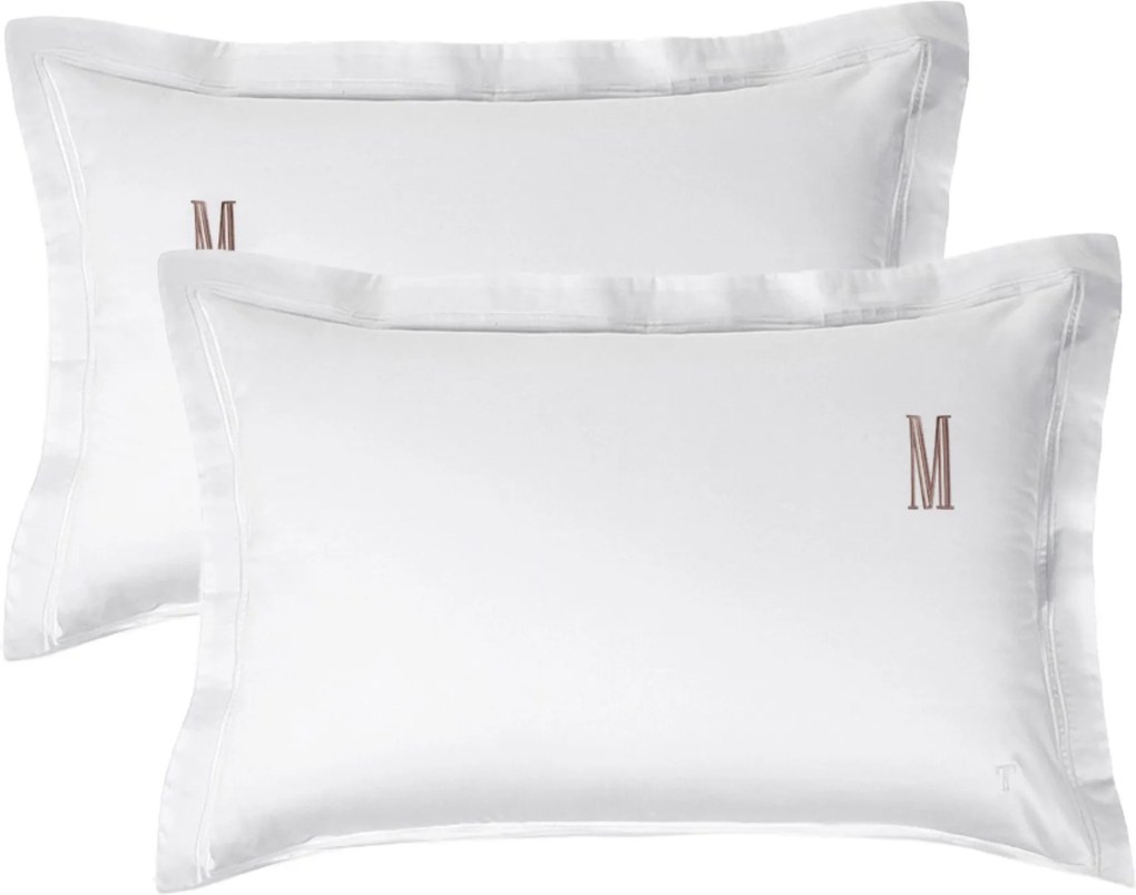 Jogo 2 Fronhas Trussardi Cetim 300 fios Galieno 50x90cm - Branco  Branco