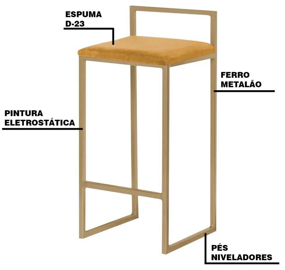 Banqueta Decorativa Selena Base Gold Suede Mostarda G41 - Gran Belo