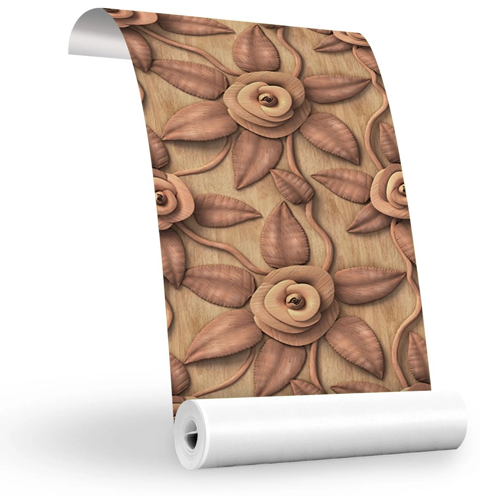 Papel de Parede Floral de Madeira