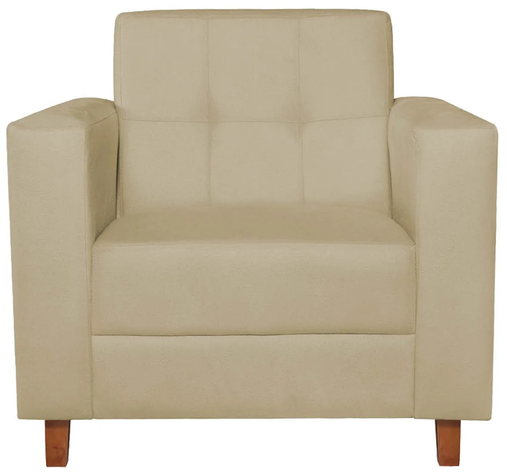 Poltrona Decorativa Denver Suede Bege - ADJ Decor
