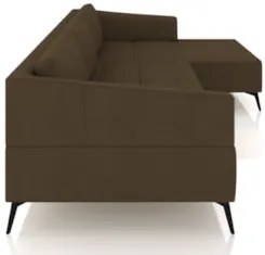 Sofá 5 Lugares 366cm Com Chaise Direito Eko Couro Capuccino Z55 - Mpoz