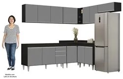 Armário de Cozinha Modulado de Canto 7 Peças CP22 Balcão sem Tampo Pre