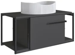 Gabinete Banheiro Suspenso 80cm Cuba Oval Ripy Grafite/Branco Z54 - Mp