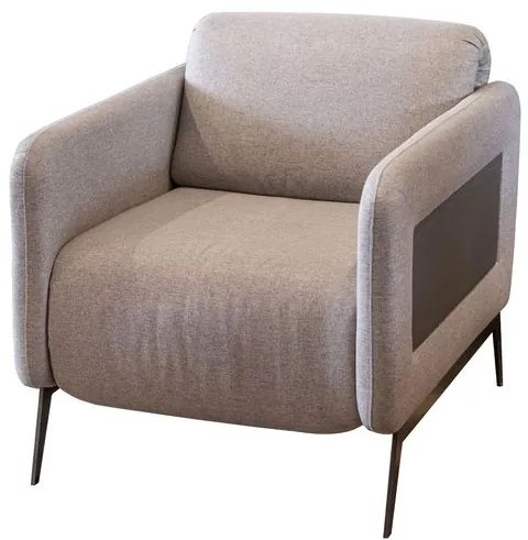 Poltrona Alfa Reclinavel cor Cinza e Detalhe Lateral Courino com Pes Chumbo - 70602 Sun House