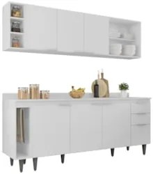 Armário de Cozinha CP13 e Tampo 178cm Pérola M24 Branco     - Mpozenat