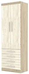 Guarda Roupa Modulado 2 Portas 4 Gavetas 191 Master Avelã Rústico/Árti