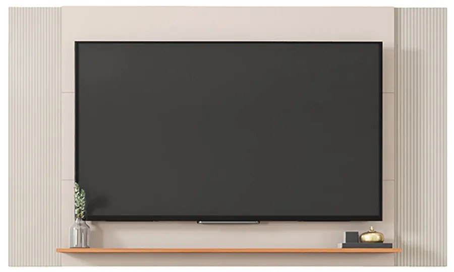 Painel TV até 65 Pol Extensível 136-150-180cm Suspenso Visari C01 - D'Rossi - Off White e Freijó