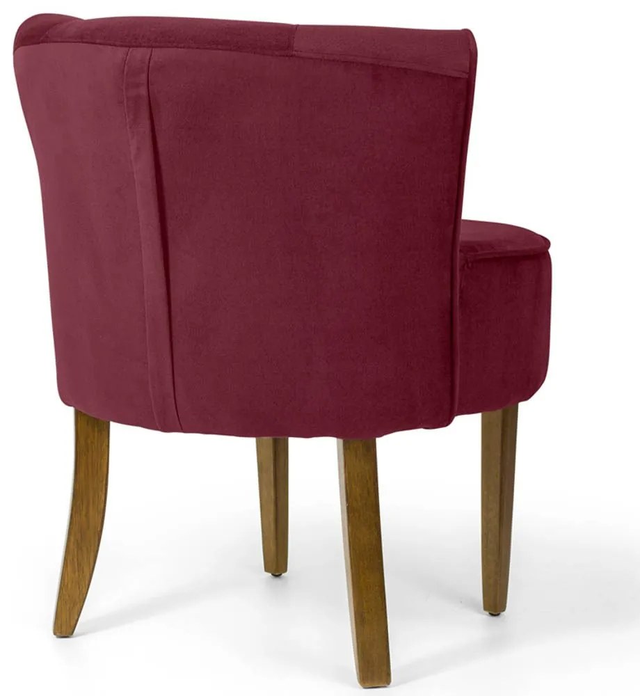 Poltrona Decorativa Sala de Estar Base de Madeira Ayla Veludo Marsala G15 - Gran Belo