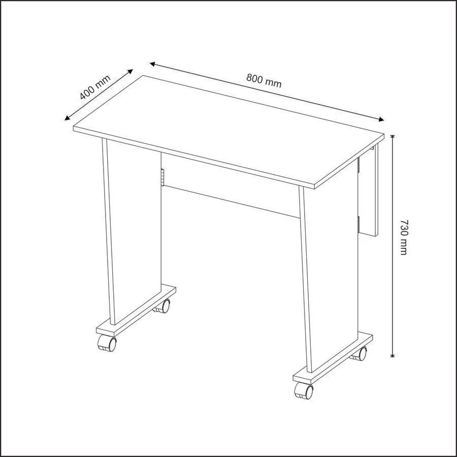 Mesa Dobrável Multiuso Rodas Notebook Home Office Branco