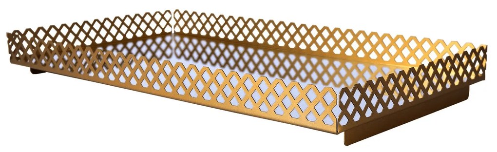 Bandeja Decorativa 4002 Grande Espelhada 40x22 Festas Escritório Café da Manhã Decoração Metal Cafeteira Dourado