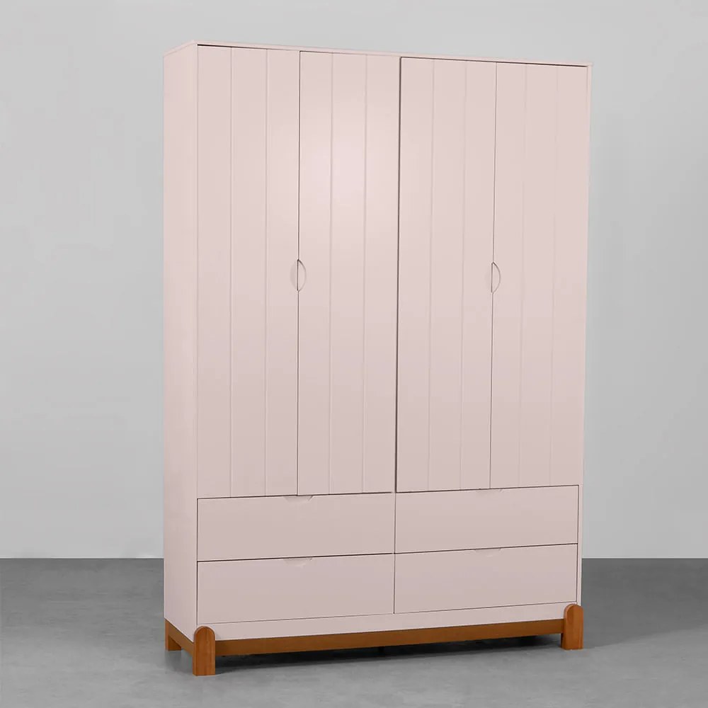 Armário Lotus 4 Portas e 4 Gavetas - Rosa Fosco