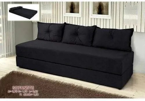 Sofá Cama Bicama 3 Lugares 200X62Cm Casal Sofanete Suede (Violeta, Liso)