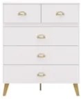 Cômoda Para Quarto 91cm 5 Gavetas Gaby Flex Branco/Camarim V02 - Mpoze