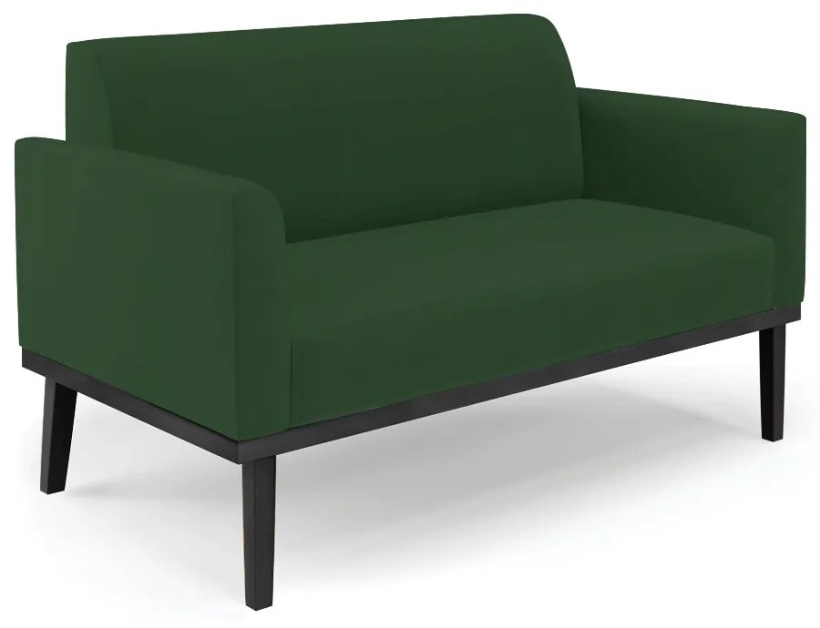 Sofá Namoradeira com Poltrona Base de Madeira Fixa Preto Marisa Veludo D03 - D'Rossi - Verde