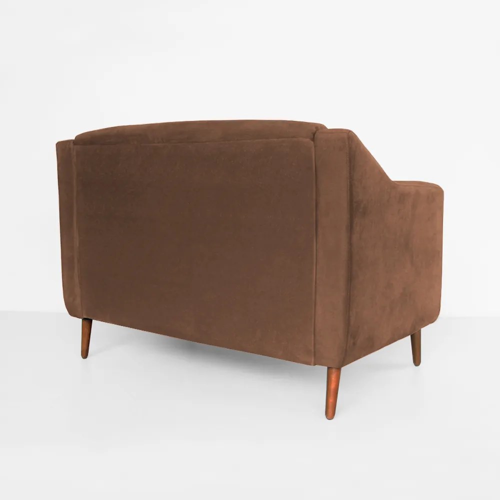Namoradeira Bruna 1,20 m 2 Lugares Pés Palito Suede Marrom
