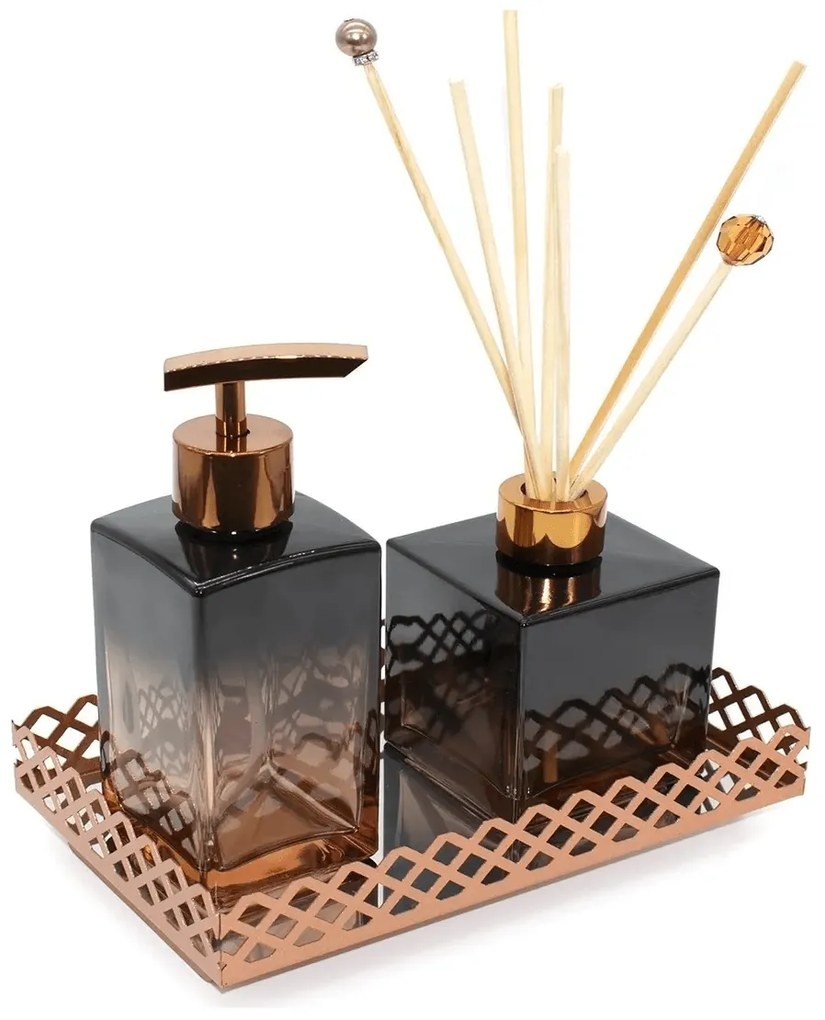 Bandeja Lavabo Decorativa Espelhada Retangular Plataforma Decoração Cobre