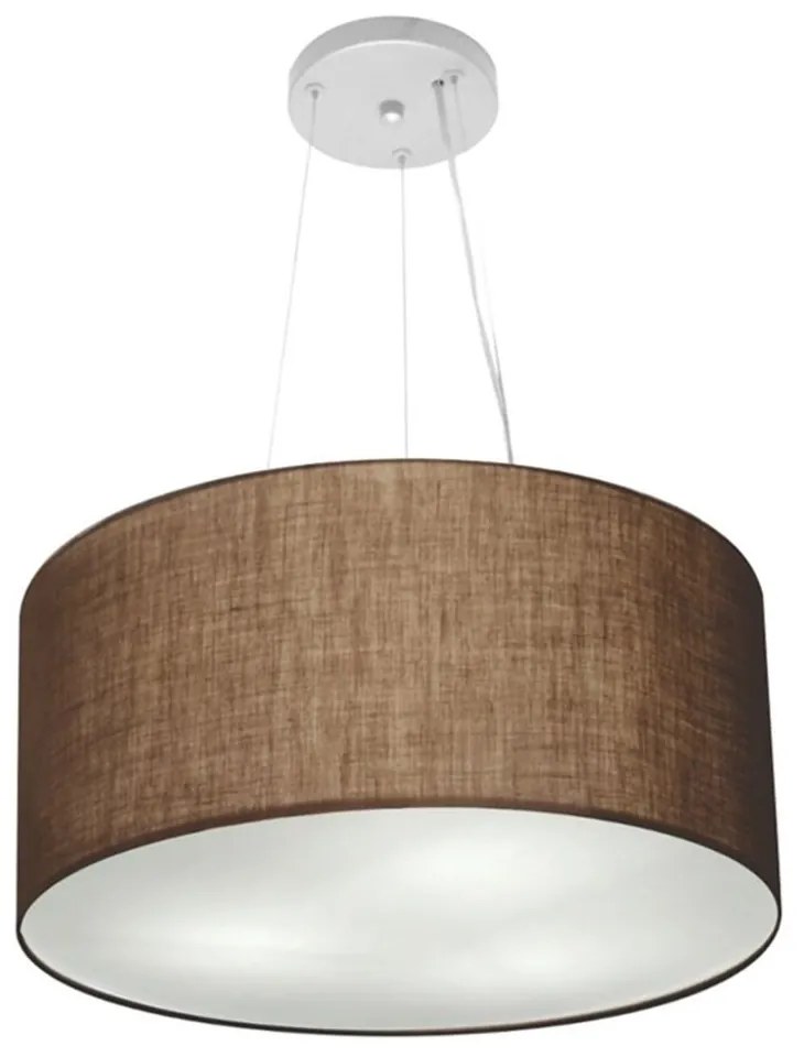 Lustre Pendente Cilíndrico Md-4185 Cúpula em Tecido 45x21cm Café - Bivolt