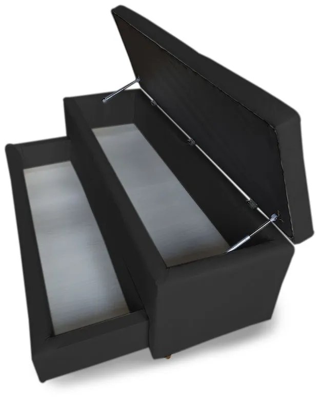 Calçadeira Baú com Sapateira Solteiro 90cm Paris Suede Preto - Sheep Estofados - Preto