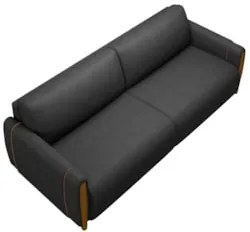 Sofá 3 Lugares 223cm Pés Madeira Amaranto Z32 PU Preto - Mpozenato