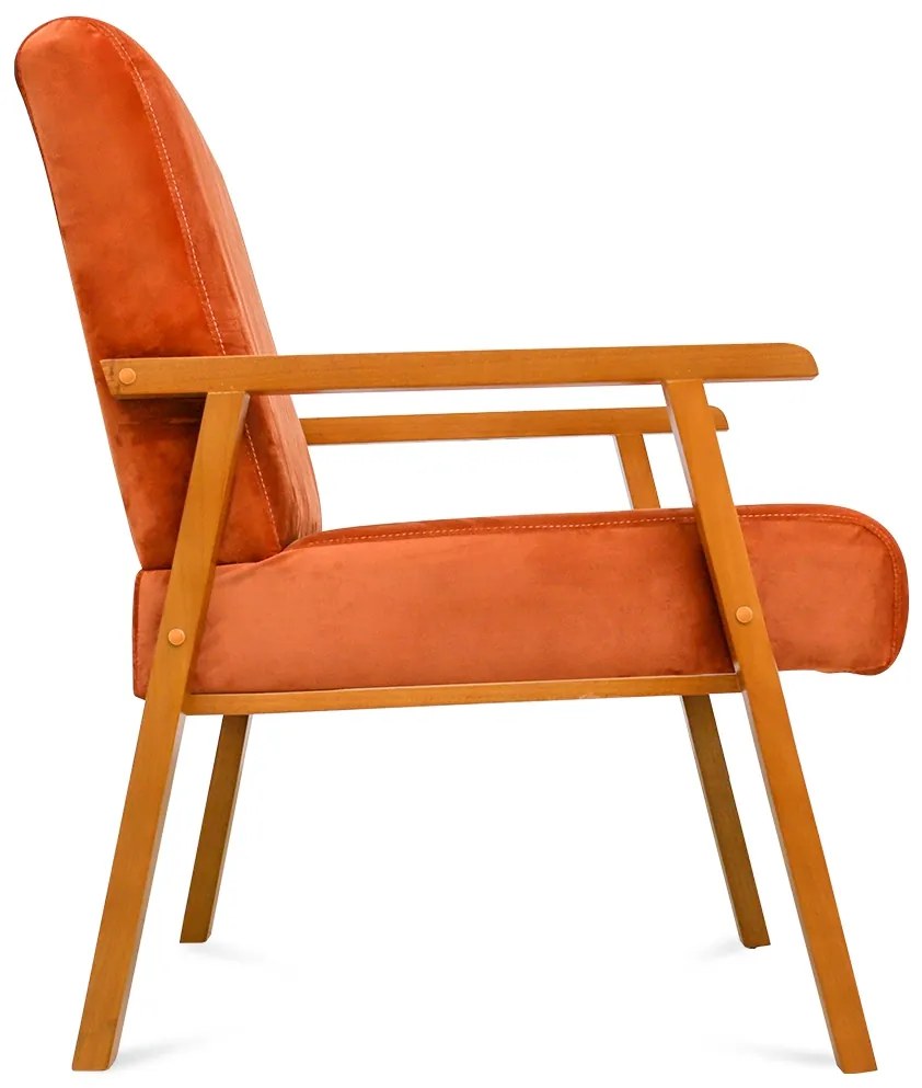 Kit 2 Poltronas Decorativas Alexa Braça de Madeira Veludo Terracota - Sheep Estofados