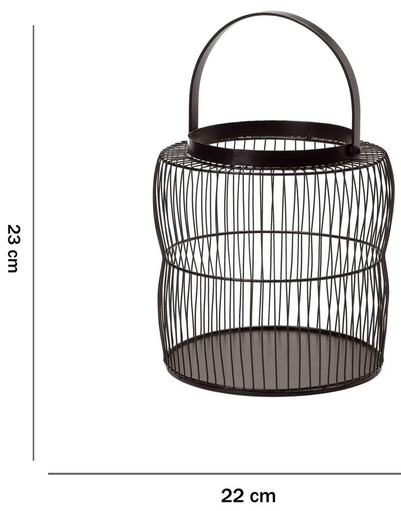 Lanterna Decorativa Em Metal Preto 23x22 Cm - D'Rossi