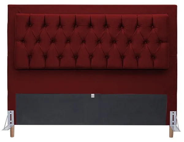 Cabeceira Cama Box Casal 140cm Paris Capitonê Suede Bordô - Sheep Estofados - Vermelho escuro