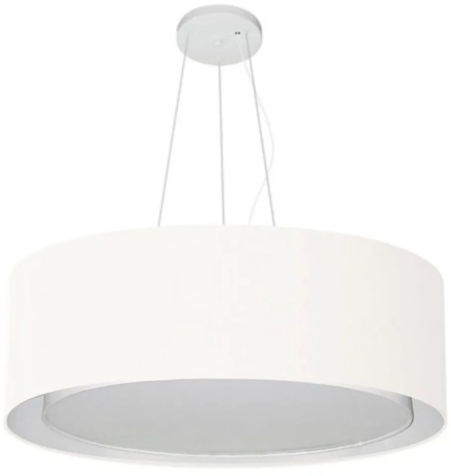 Lustre Pendente Cilíndrico Duplo Md-4125 Cúpula em Tecido 60x25cm Branco - Bivolt