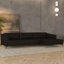 Sofá 5 Lugares 346cm Com Chaise Direito Eko Couro Bordô Z55 - Mpozenat