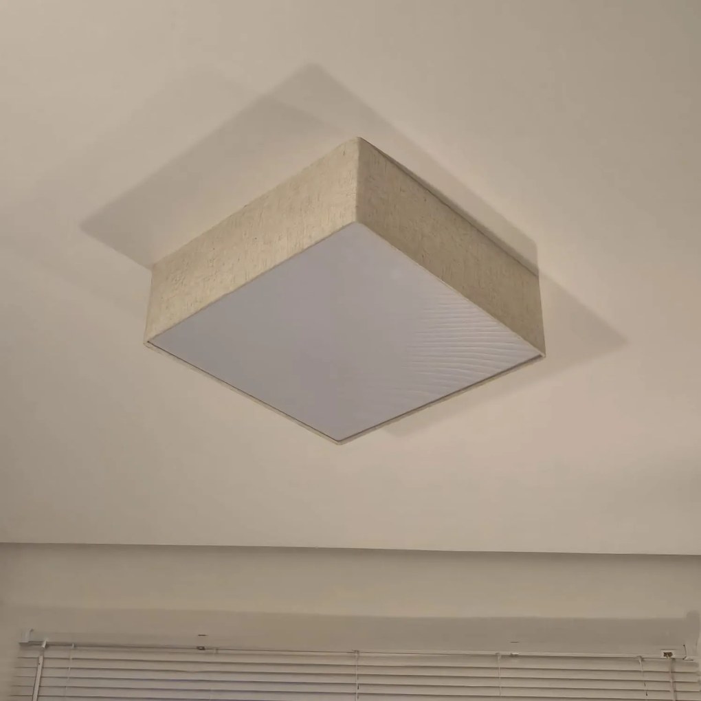 Plafon Quadrado Md-3001 Cúpula em Tecido 12/35x35cm Rústico Bege - Bivolt
