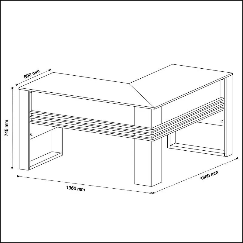 Mesa em L Escrivaninha Home Office Tecno Nogal Preto