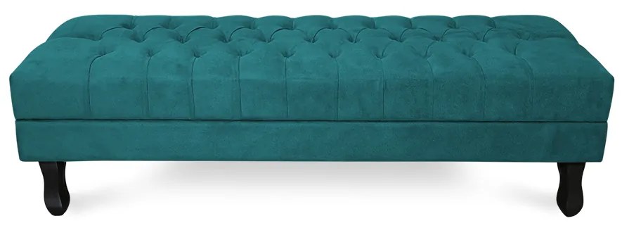 Puff Baú Decorativo Capitonê Luis XV 90x40cm Suede Turquesa - Sheep Estofados - Água