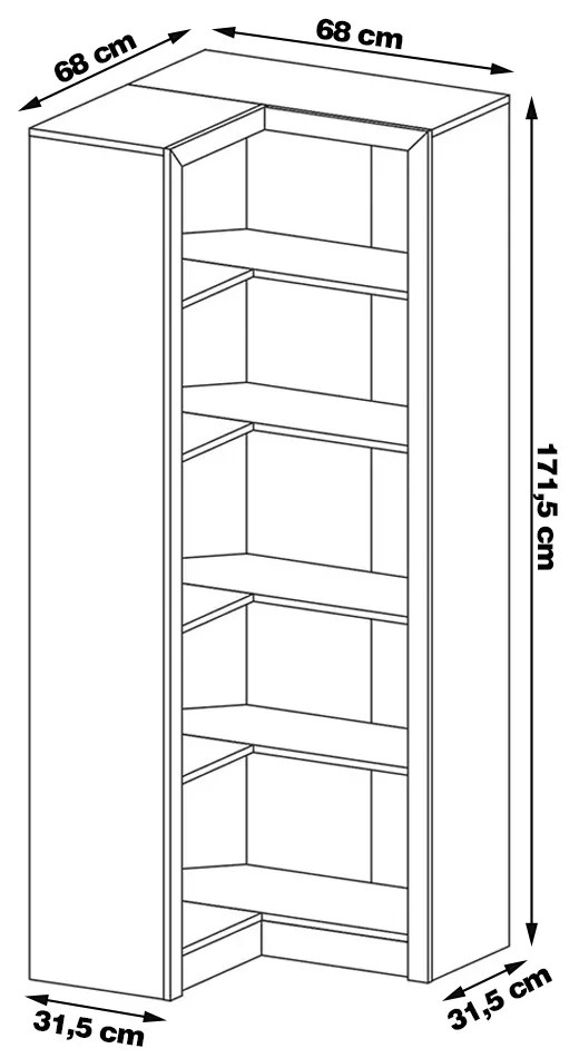 Armário Estante de Canto Alto para Escritório Home Office ME4132 MDP Branco G69 - Gran Belo