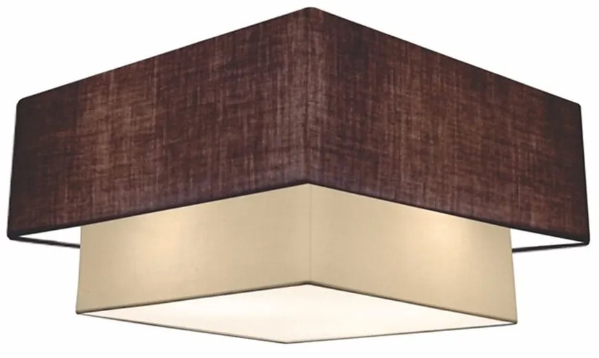 Plafon Duplo Quadrado Md-3022 Cúpula em Tecido 25/50x35cm Café / Bege - Bivolt