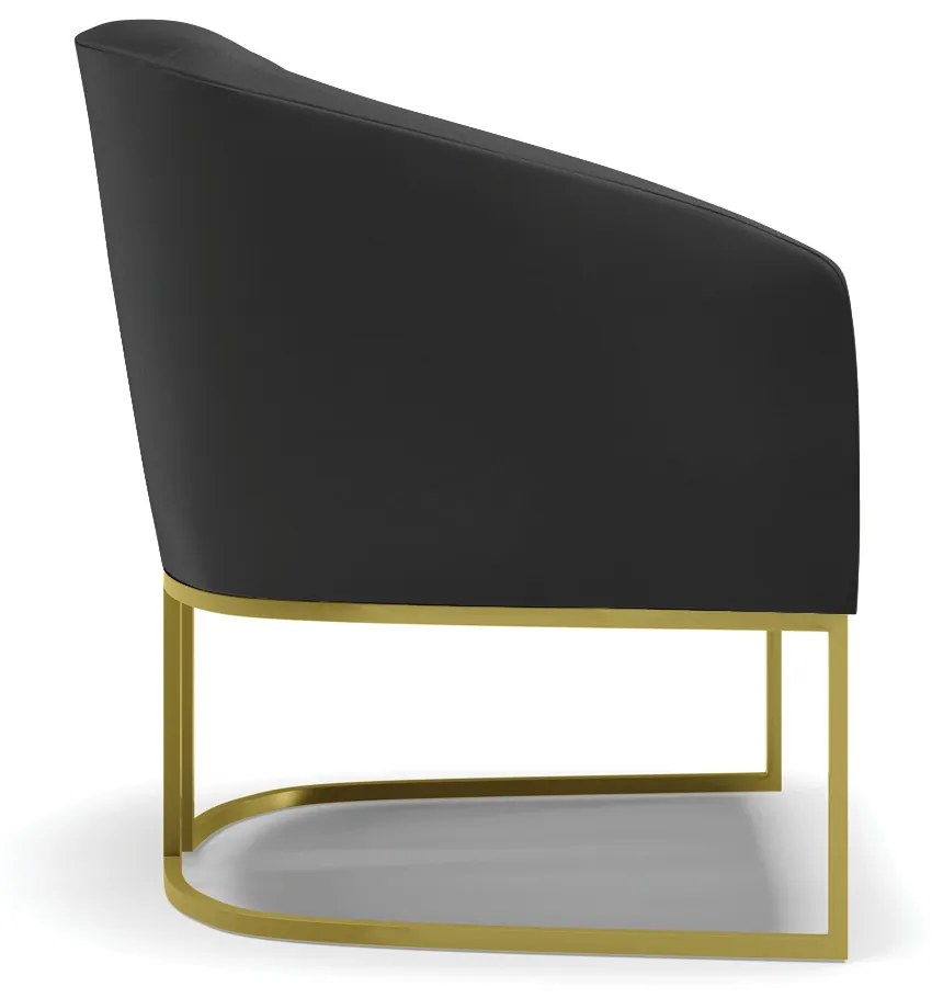 Poltrona Sala Decorativa Industrial Dourado kit 2 Stella Sintético D03 - D'Rossi - Preto