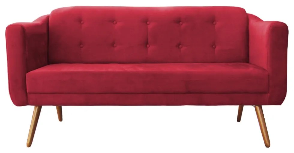 Namoradeira Bruna 1,60 m 3 Lugares Pés Palito Suede Vermelho